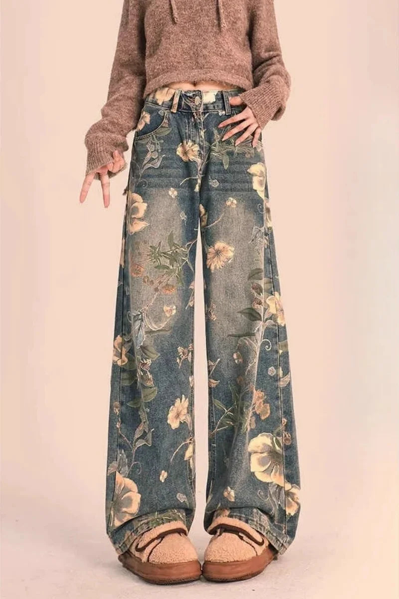 Floral Wide Jeans